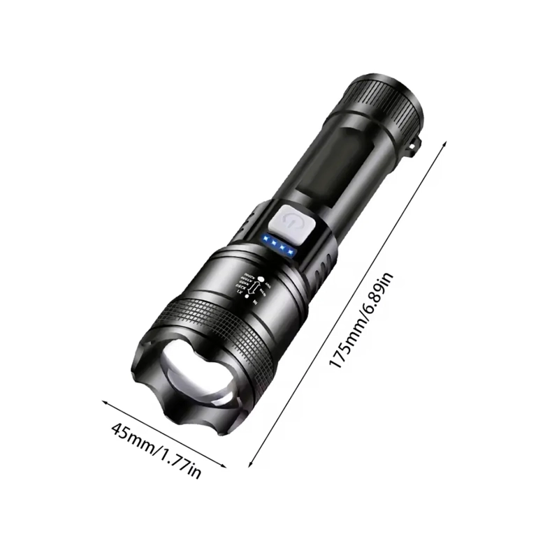 LINTERNA LED RECARGABLE CON ZOOM MODELO L39 BLANCO NEGRO - 1