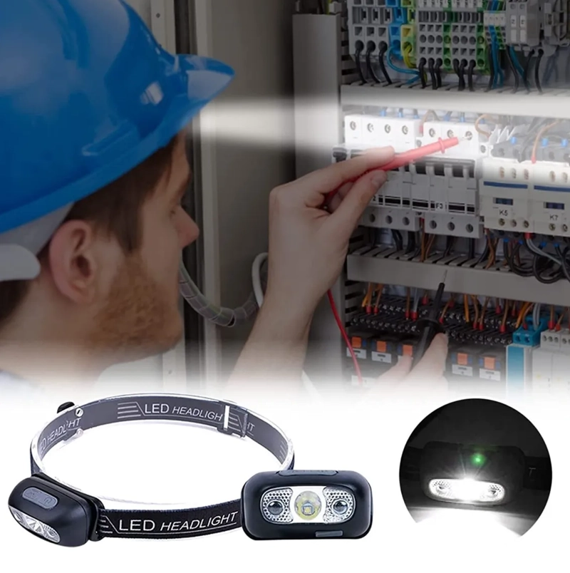 LINTERNA FRONTAL LED BRILLANTE LUZ CABEZA CON SENSOR BLANCO - 4