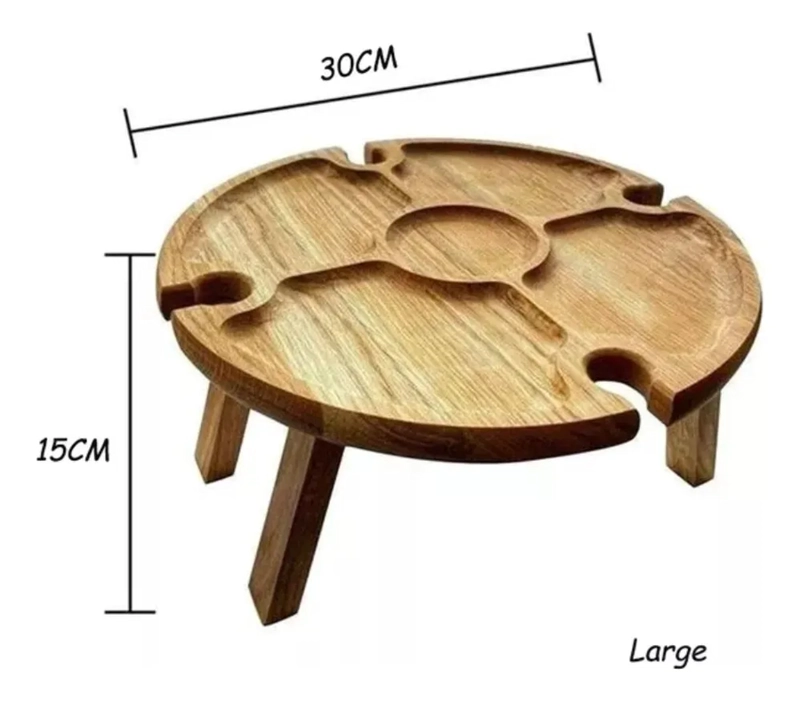 MESA TABLA DE MADERA PICNIC PLEGABLE COMIDA PICOTEO VIAJES LISA MARRON CLARO - 1