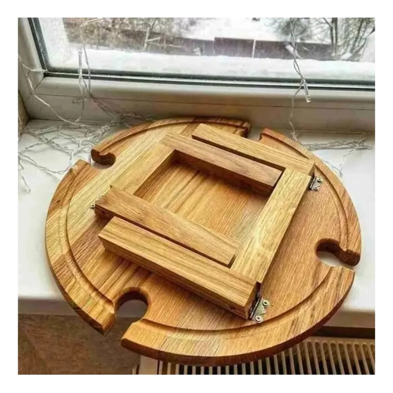 MESA TABLA DE MADERA PICNIC PLEGABLE COMIDA PICOTEO VIAJES LISA MARRON CLARO - 2