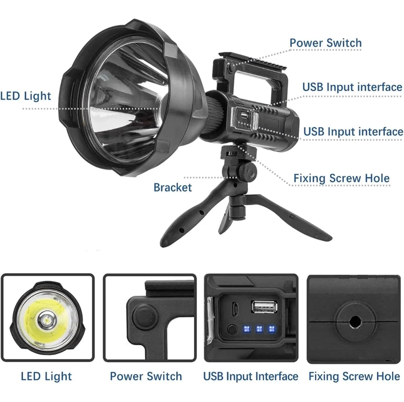 LINTERNA LED W591 MULTIFUNCIONAL RECARGABLE TACTICA CON BASE - 4