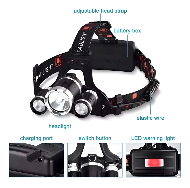 LINTERNA FRONTAL 5000 LUMENES LED MINERO - 2