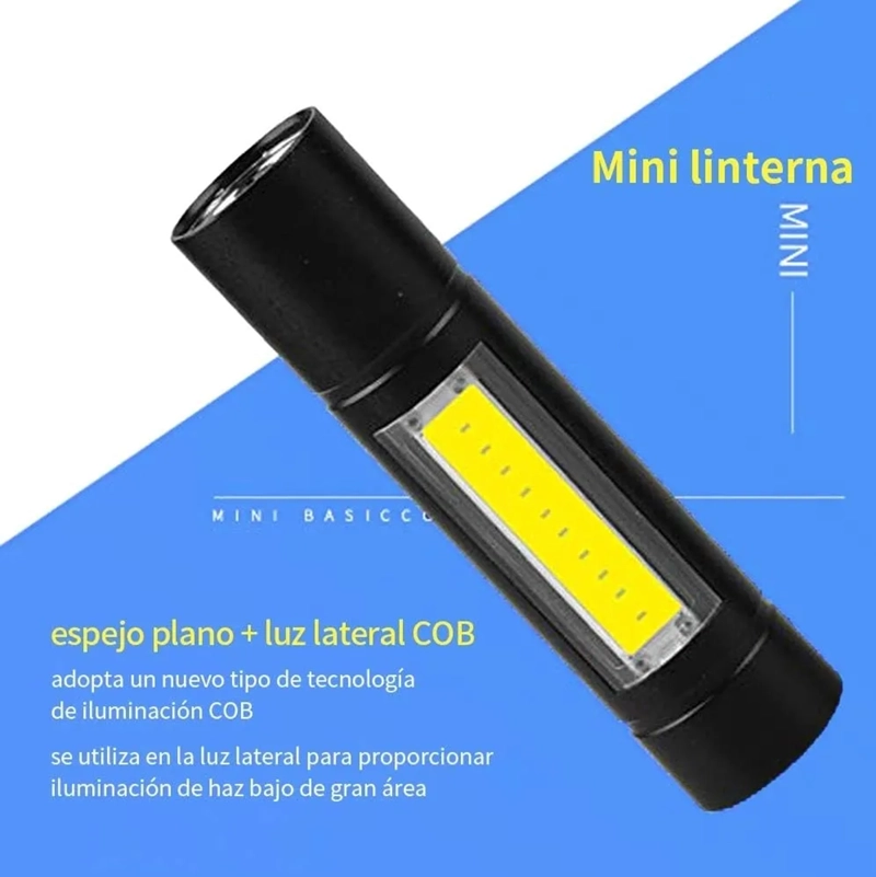 LINTERNAS TACTICAS LINTERNA RECARGABLE POTENTE LINTERNA LED BLANCO NEGRO - 2