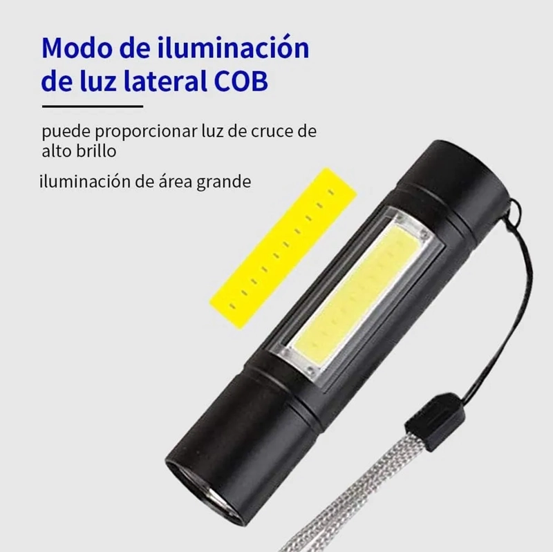 LINTERNAS TACTICAS LINTERNA RECARGABLE POTENTE LINTERNA LED BLANCO NEGRO - 3