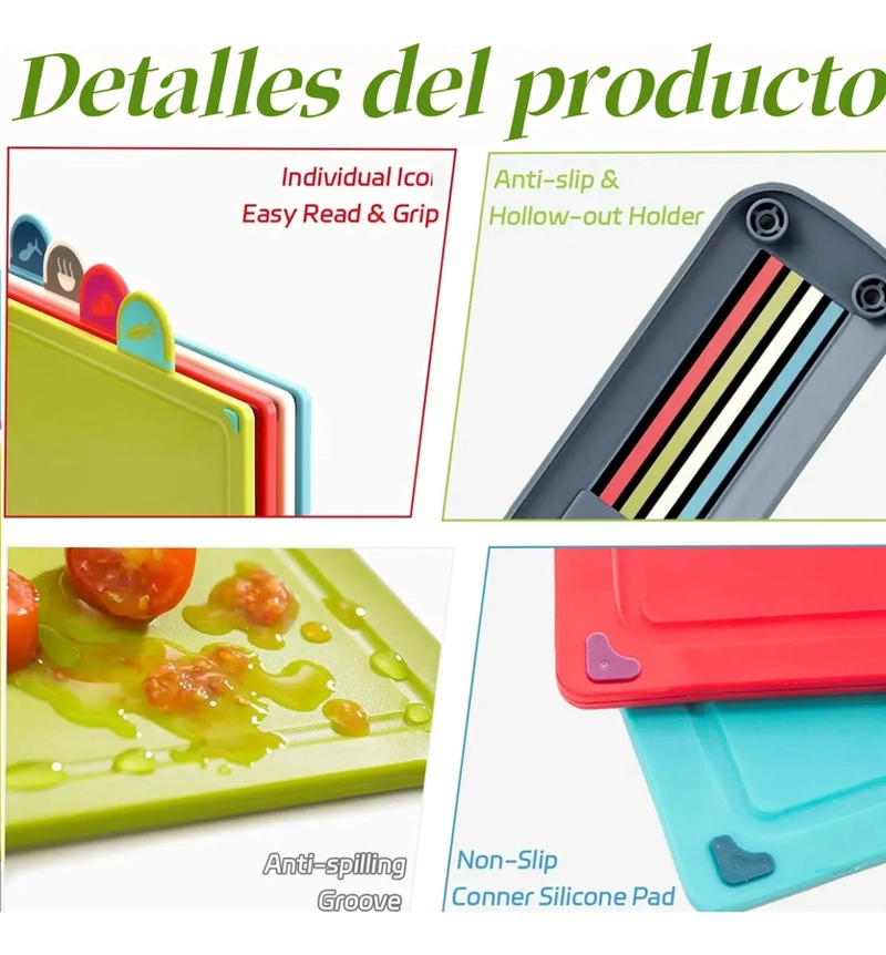 ABLAS PARA PICAR CON BASE Y COLORES INDICADORES 4 PIEZAS - 4