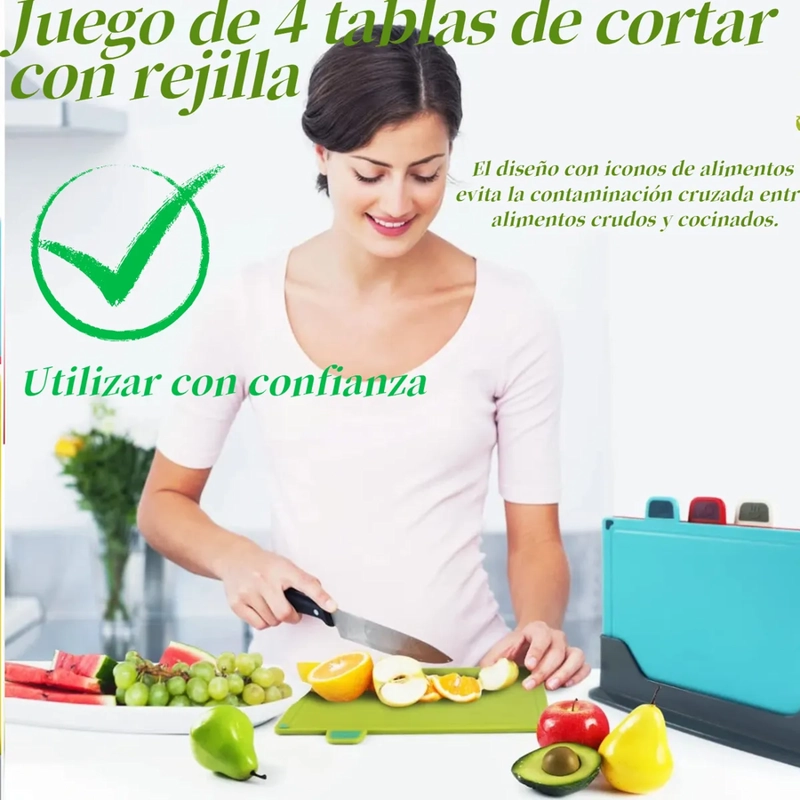 ABLAS PARA PICAR CON BASE Y COLORES INDICADORES 4 PIEZAS - 5