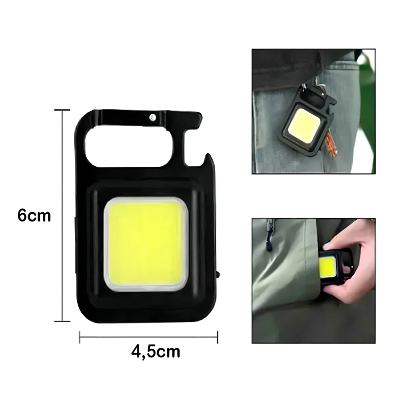 LINTERNA LED COB RECARGABLE LLAVERO GANCHO MINI LUZ MAGNETIC LINTERNA NEGRO LUZ BLANCO - 2