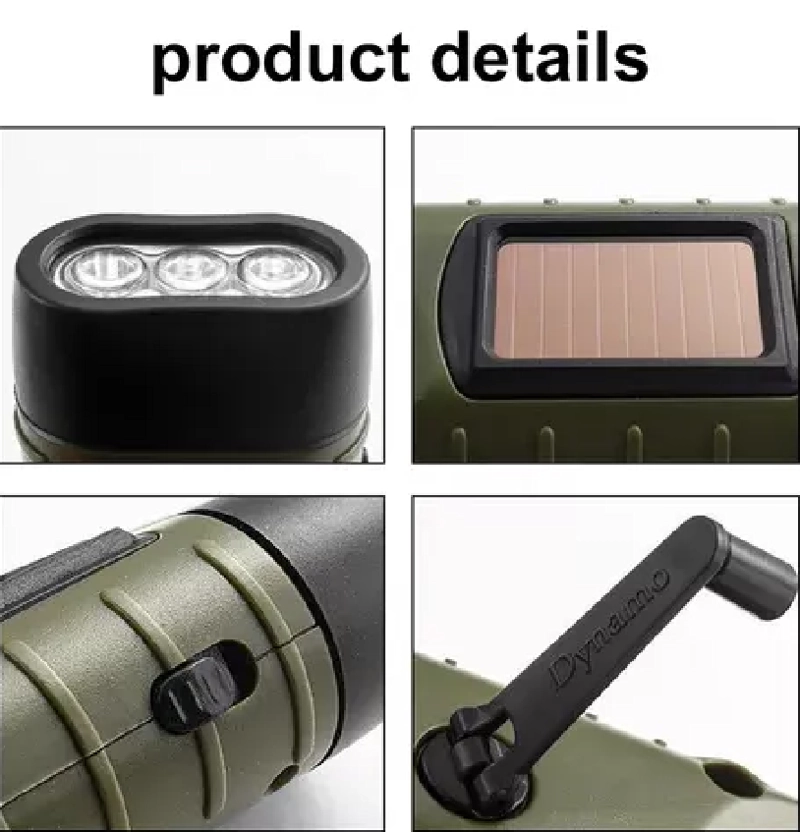 LINTERNA SOLAR LINTERNA LED RECARGABLE CLIP DINAMO CAMPING - 3