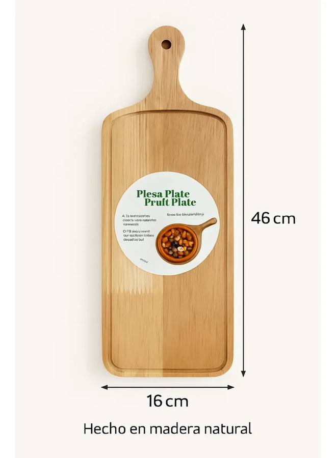 TABLA PARA PICAR QUESOS PICOTEO DE MADERA BAMBU 46CM LISO BEIGE - 2