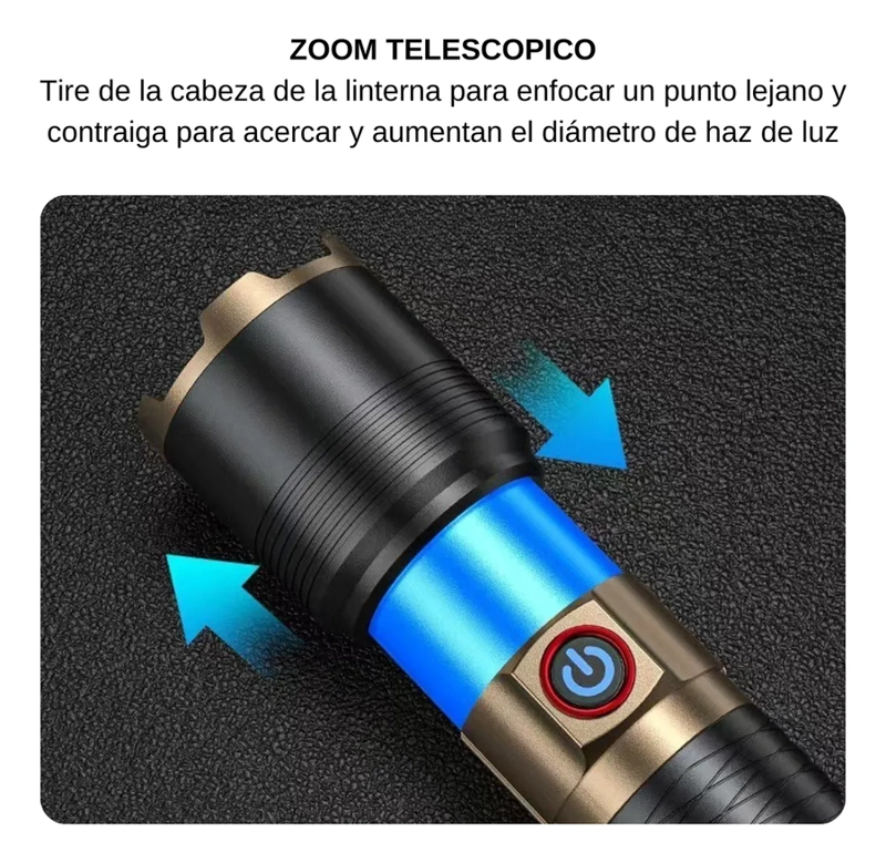 POTENTE LINTERNA COBA CON HAZ DE LUZ TIPO LASER PARA 2000M BLANCA NEGRO - 2