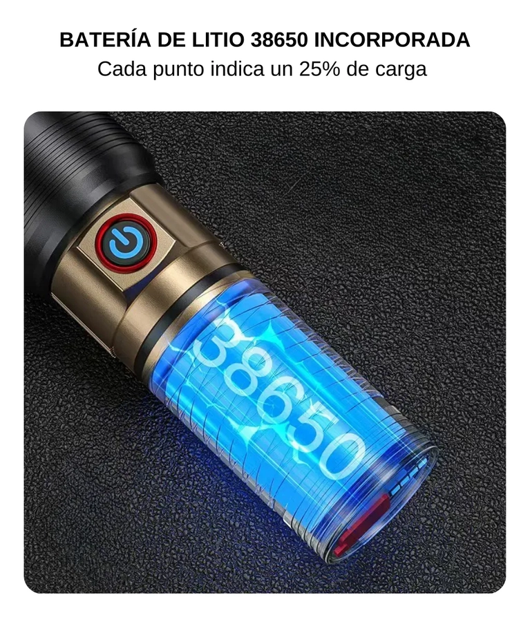 POTENTE LINTERNA COBA CON HAZ DE LUZ TIPO LASER PARA 2000M BLANCA NEGRO - 4