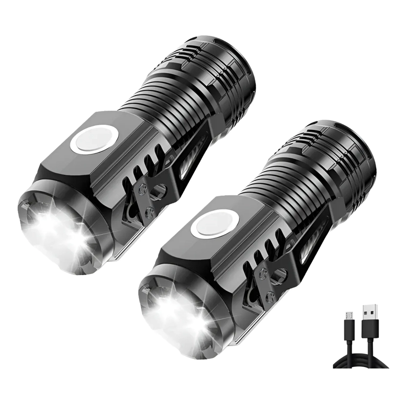 PACK X2 LINTERNA TACTICA LINTERNA RECARGABLE LINTERNA MINI - 1