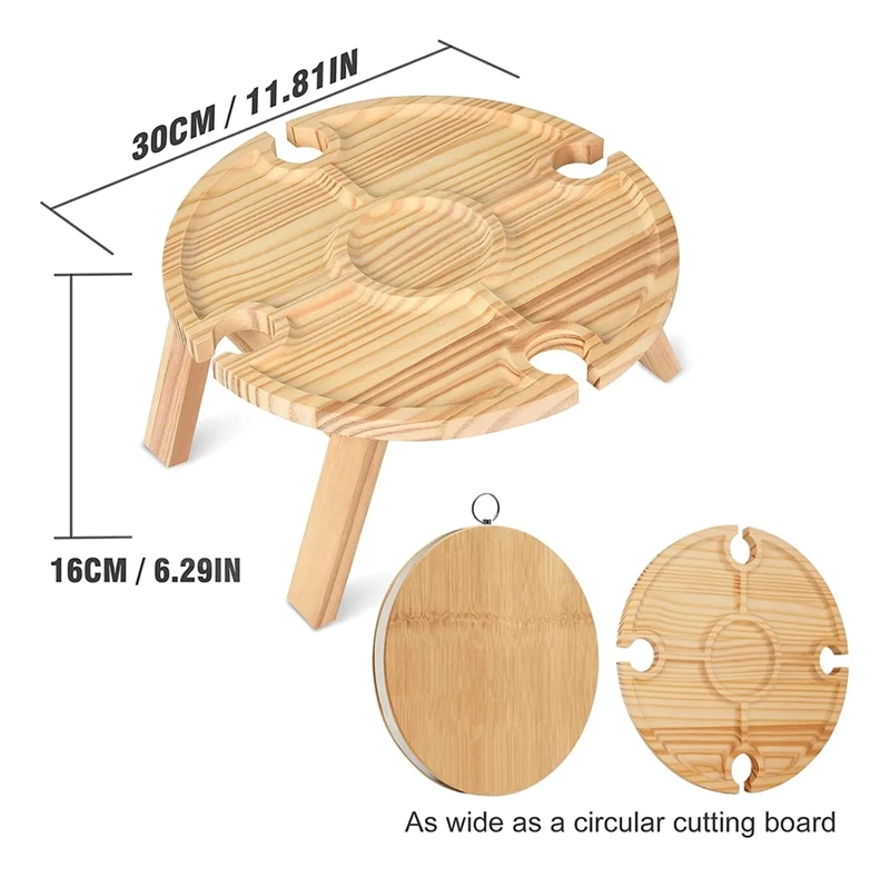 MESA TABLA DE MADERA PICNIC PLEGABLE FRUTAS PICOTEO VIAJES - 4