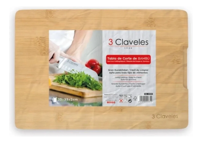 TABLA DE CORTE TRES CLAVELES BAMBU # 4665 COCINA 33 X 23 CM MARRON - 3