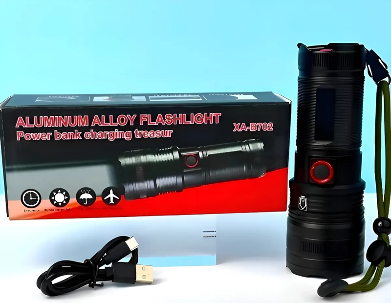 LINTERNA GRAN POTENCIA RECARGABLE TACTICA CON ZOOM 2000LM LINTERNA NEGRO LUZ BLANCO - 1