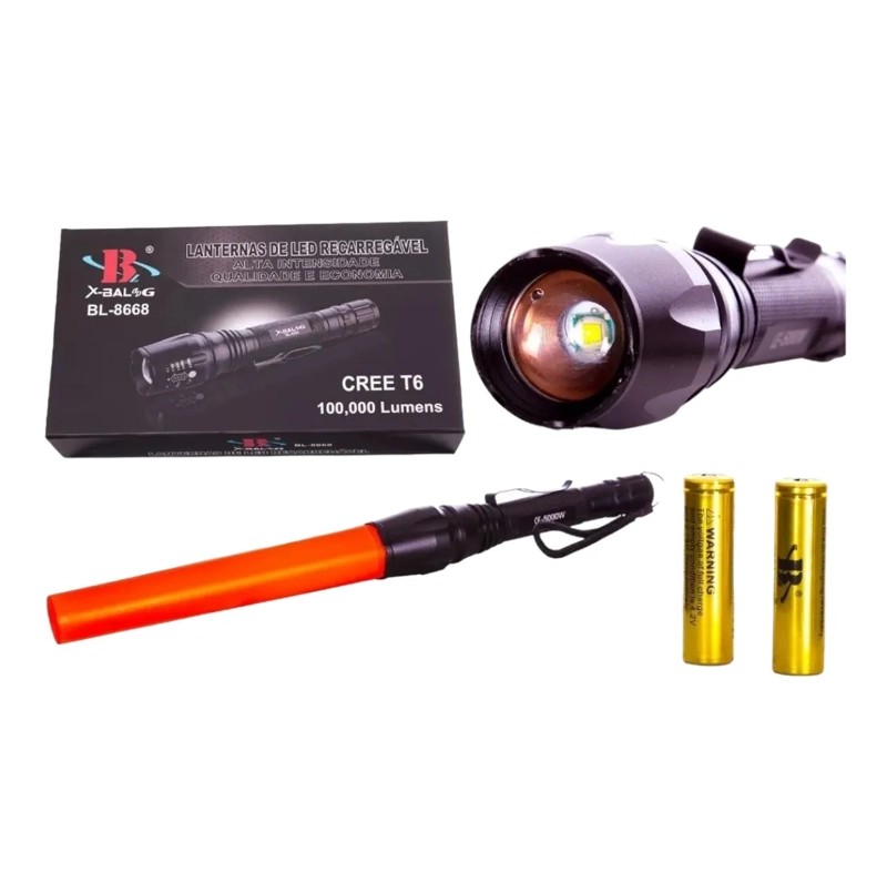FOCO LINTERNA LED LARGO ALCANCE 600 METROS + USB + TRIPODE BLANCO FRIO - 3