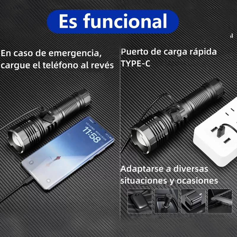 90000 LM ZOOM LINTERNAS LED RECARGABLE ALTA POTENCIA - 5