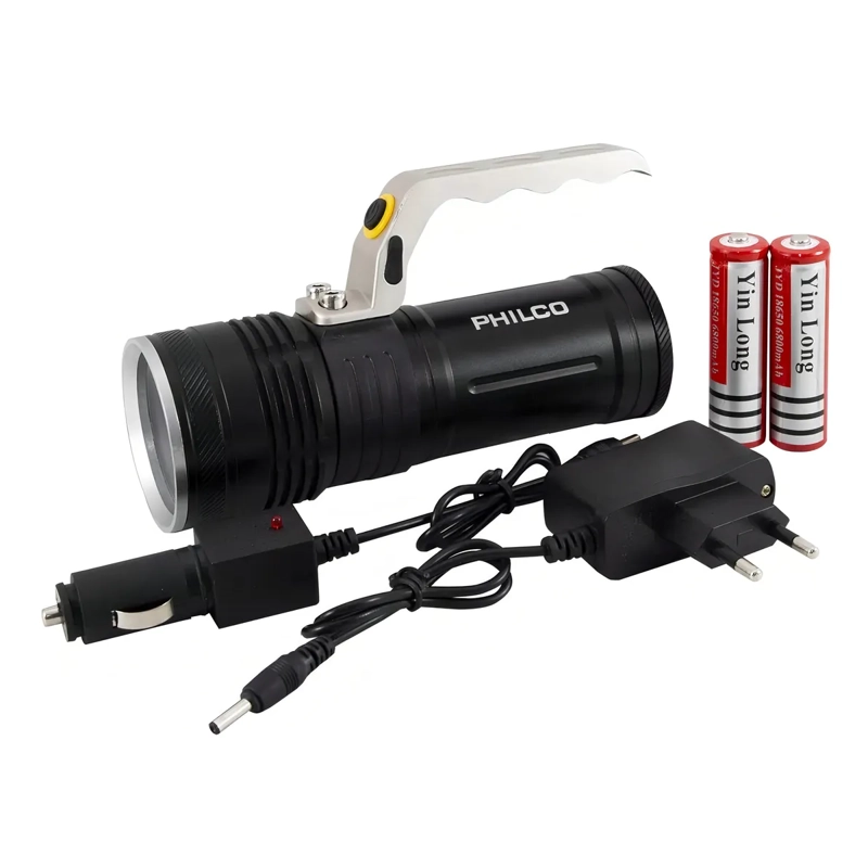 LINTERNA LED CREE PHILCO RECARGABLE MN201 / TECNOCENTER LINTERNA NEGRO LUZ BLANCO - 1
