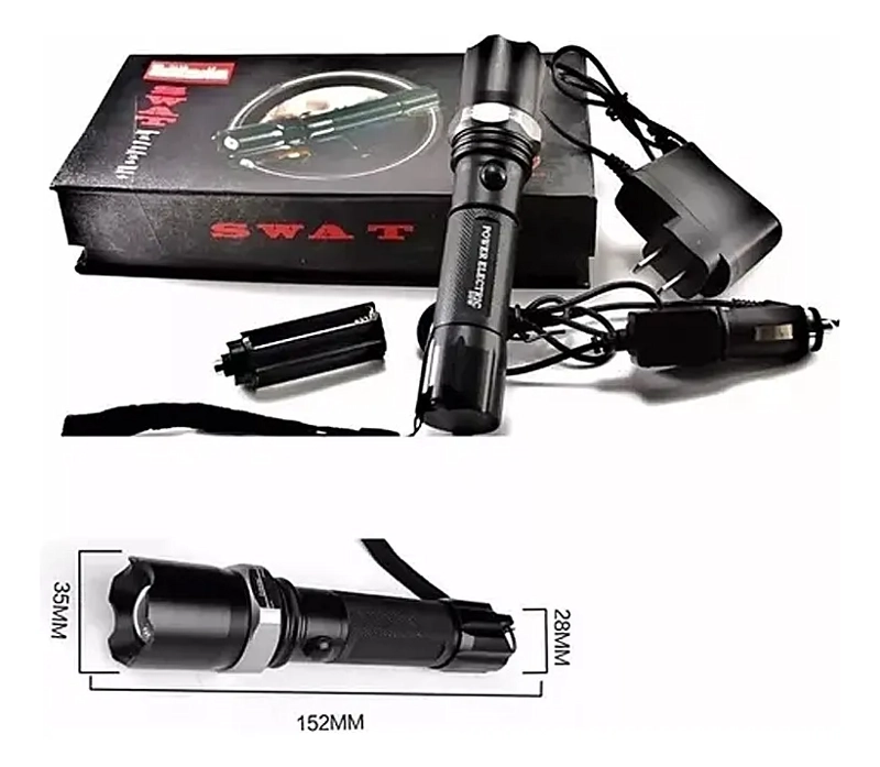 LINTERNA LED TACTICA ZOOM SWAT LED CREE Q5 RECARGABLE BLANCO - 2