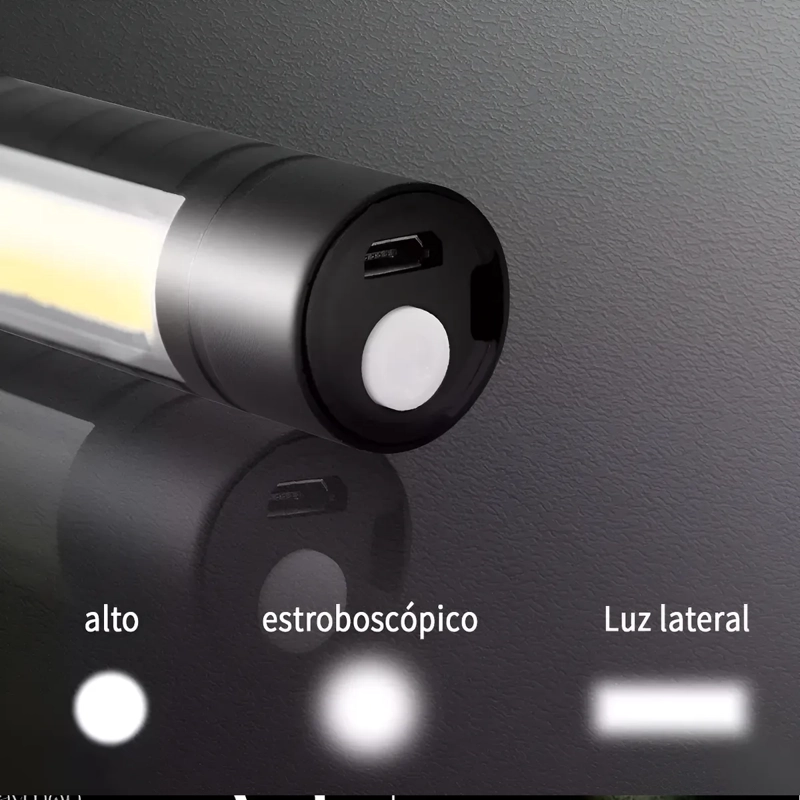 LINTERNA TACTICA RECARGABLE LARGA DISTANCIA LED POTENTE USB BLANCO NEGRO - 3