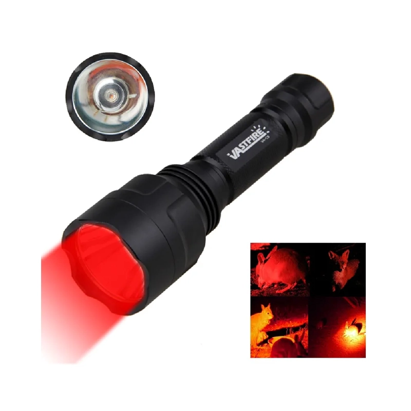 LINTERNA LED TACTICA DE CAZA LUZ ROJA RECARGABLE ROJO - 3