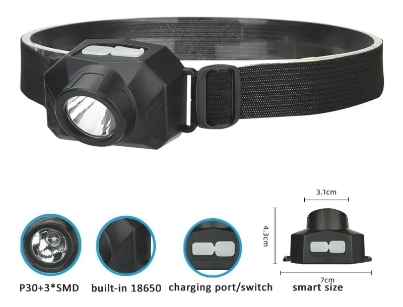 LINTERNA CABEZA USB LED CINTILLO CICLISMO OUTDOOR TREKKING - 3