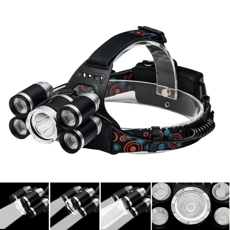 LINTERNA LED CINTILLO CABEZA LED T6 CREE RECARGABLE /L009 LINTERNA NEGRO LUZ BLANCO - 2