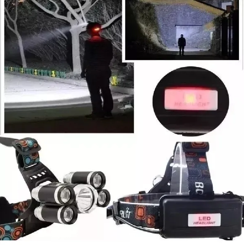 LINTERNA LED CINTILLO CABEZA LED T6 CREE RECARGABLE /L009 LINTERNA NEGRO LUZ BLANCO - 3