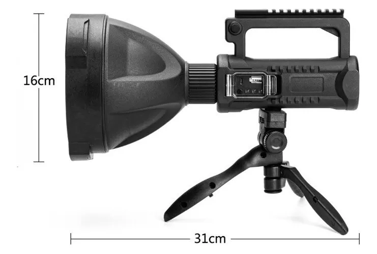 FOCO CAZA LINTERNA LARGO ALCANCE RECARGABLE CAMPING POWERBAN BLANCO FRIO H70 NEGRO - 5