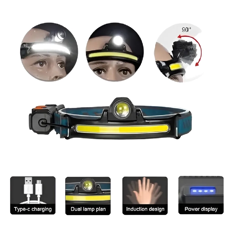 LINTERNA LAMPARA FRONTAL CABEZA CAMPING LED ALTA POTENCIA BLANCO - 1