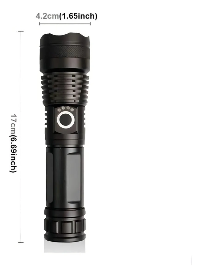 LINTERNA TACTICA LED P50 RECARGABLE USB ZOOM COLOR DE LA LINTERNA NEGRO COLOR DE LA LUZ BLANCO - 1