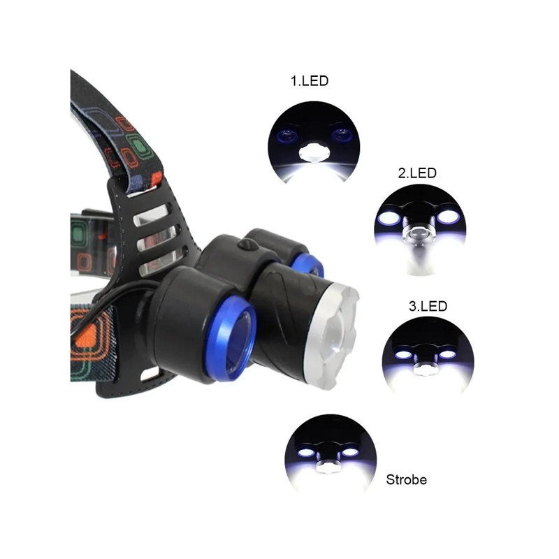 POTENTE LINTERNA MINERA LED 8500LM T6 + COB AZUL - 2