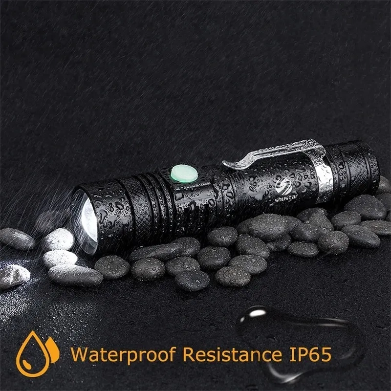 LINTERNA LED 3000 LUMENS RECARGABLE CON ZOOM RESISTE LLUVIA BLANCO NEGRO - 3