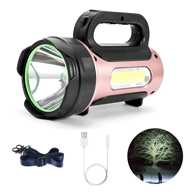6 FUNCIONES LINTERNA LED LARGO ALCANCE RECARGABLE USB 600M - 2