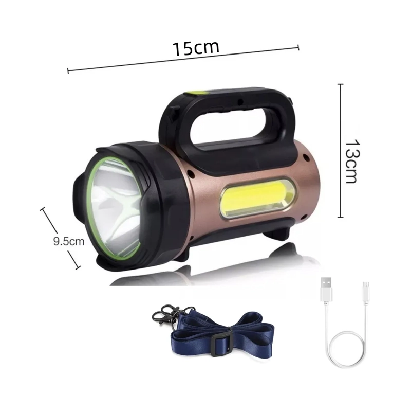 6 FUNCIONES LINTERNA LED LARGO ALCANCE RECARGABLE USB 600M - 3