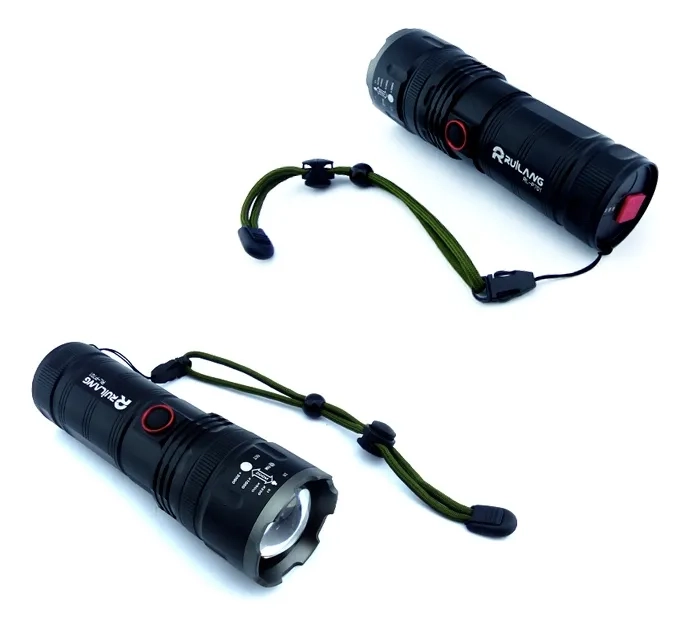 LINTERNA LED P70 Y POWER BANK CON ZOOM E INDICADOR DE CARGA BLANCO NEGRO - 2