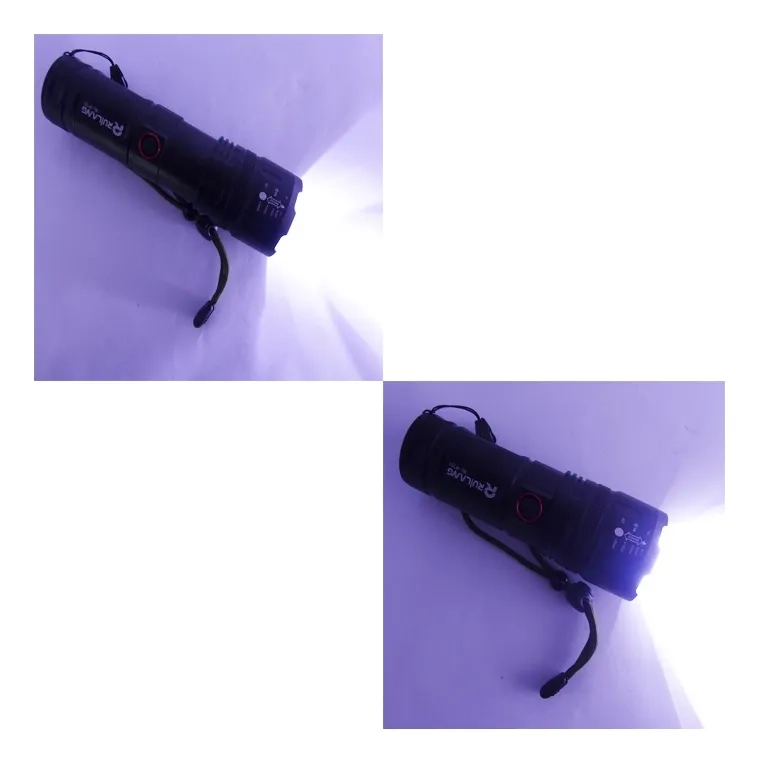 LINTERNA LED P70 Y POWER BANK CON ZOOM E INDICADOR DE CARGA BLANCO NEGRO - 3