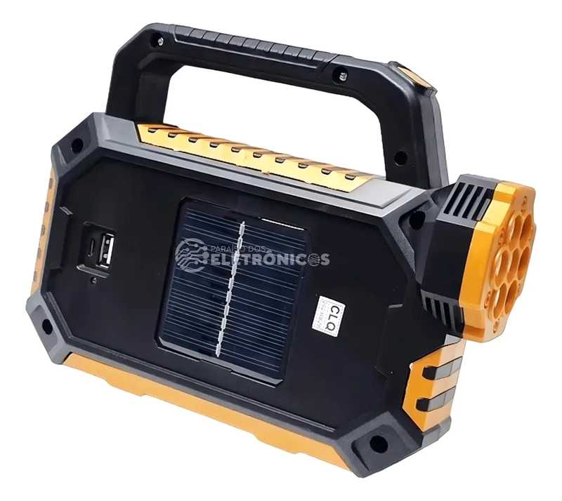 LINTERNA DE MANO POWERBANK CON LARGO ALCANCE, ENERGIA SOLAR LINTERNA NEGRO LUZ BLANCO - 4