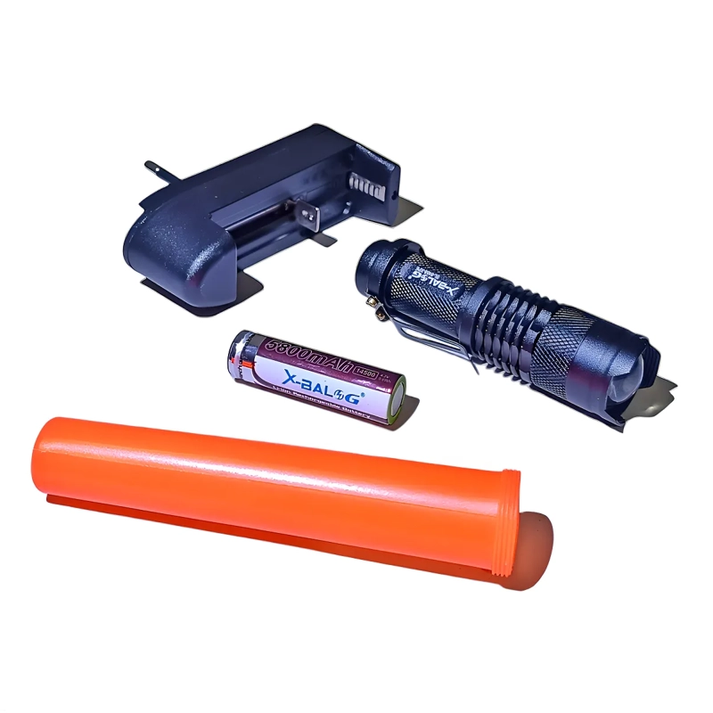 MINI LINTERNA LED BATUTA POLICIAL MILITAR TACTICO LINTERNA NEGRO LUZ BLANCO - 2