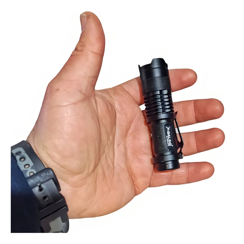 MINI LINTERNA LED BATUTA POLICIAL MILITAR TACTICO LINTERNA NEGRO LUZ BLANCO - 4