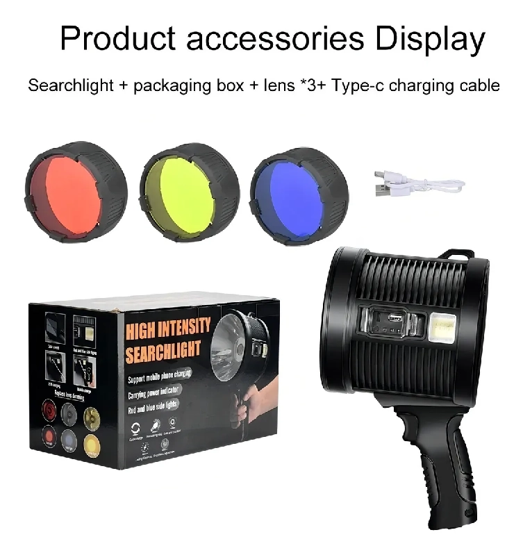 LINTERNA PISTOLA RECARGABLE USB SOLAR COLORES LINTERNA NEGRO LUZ BLANCO - 2