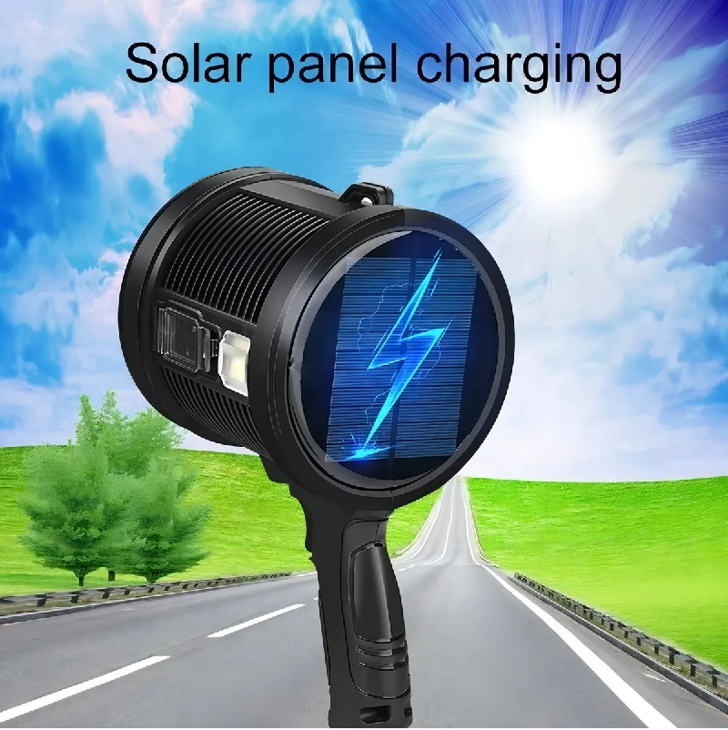 LINTERNA PISTOLA RECARGABLE USB SOLAR COLORES LINTERNA NEGRO LUZ BLANCO - 3