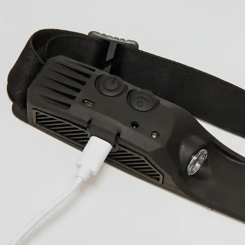 LINTERNA VINCHA BICI MINERO LUZ RECARGABLE USB CON SENSOR LINTERNA NEGRO LUZ BLANCO - 1