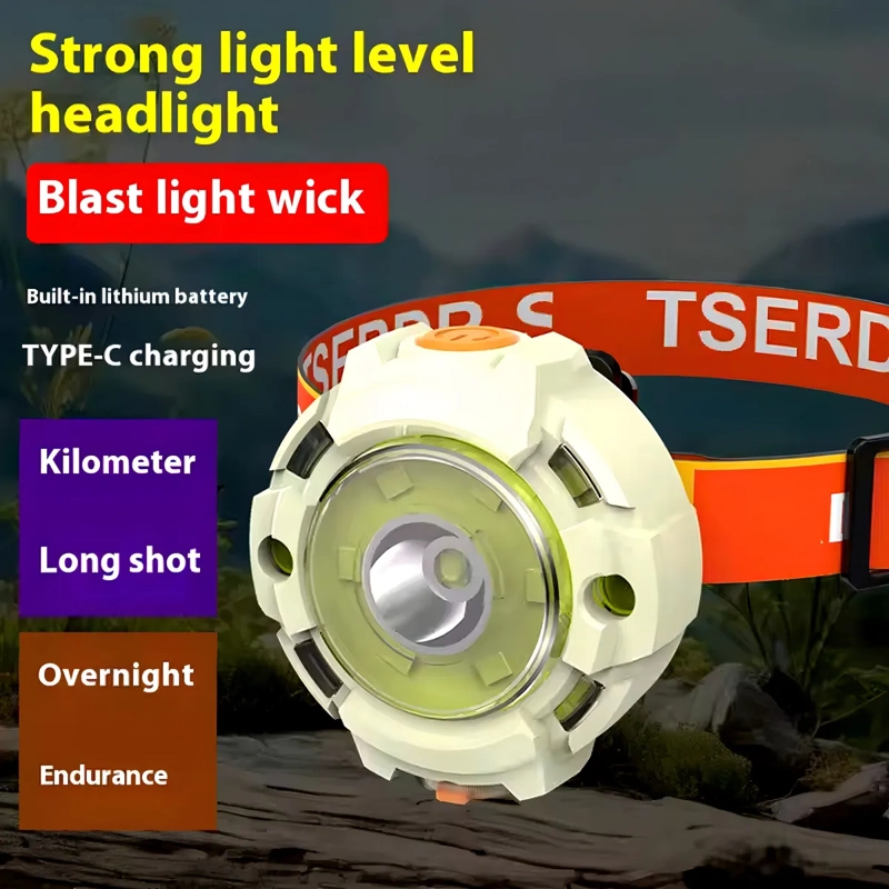LINTERNA FRONTAL LED MINERO CINTILLO LED CARGA USB 6 MODOS LINTERNA BEIGE LUZ BLANCO - 2