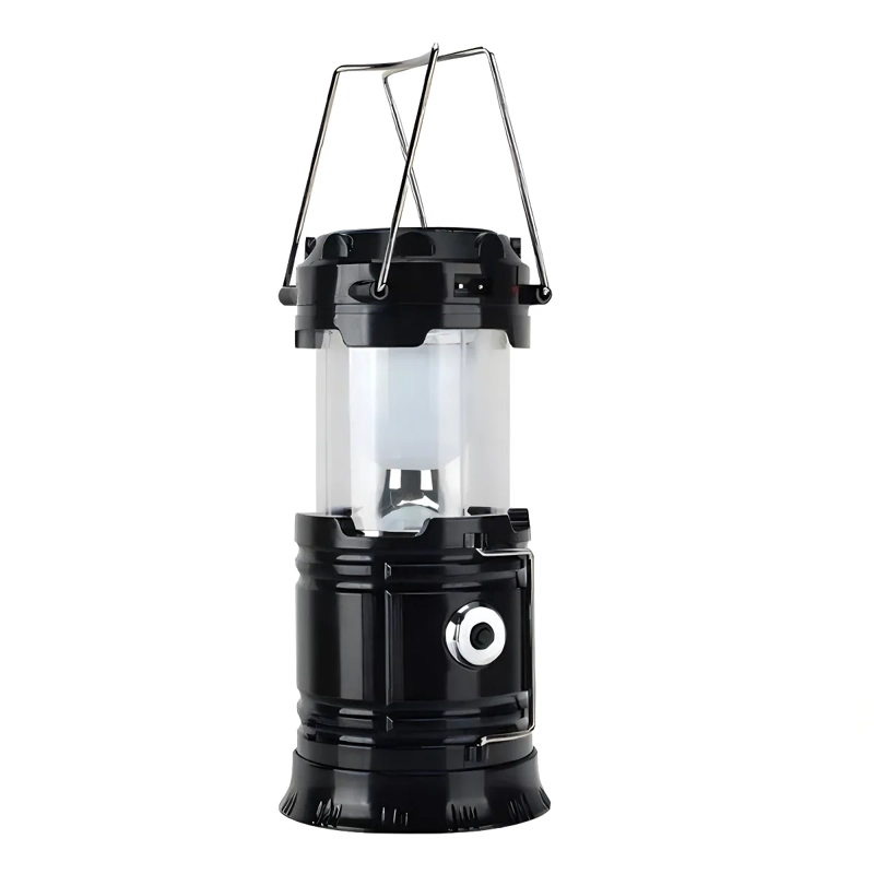 LINTERNA LED FOCO SOLAR RECARGABLE PLEGABLE CAMPING OUTDOOR NEGRO BLANCO - 2