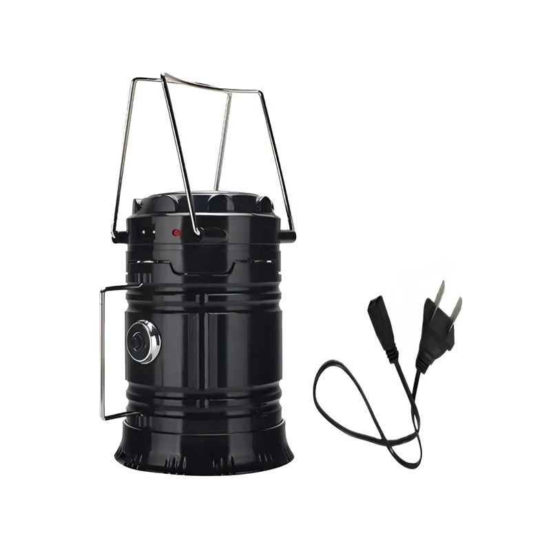 LINTERNA LED FOCO SOLAR RECARGABLE PLEGABLE CAMPING OUTDOOR NEGRO BLANCO - 4