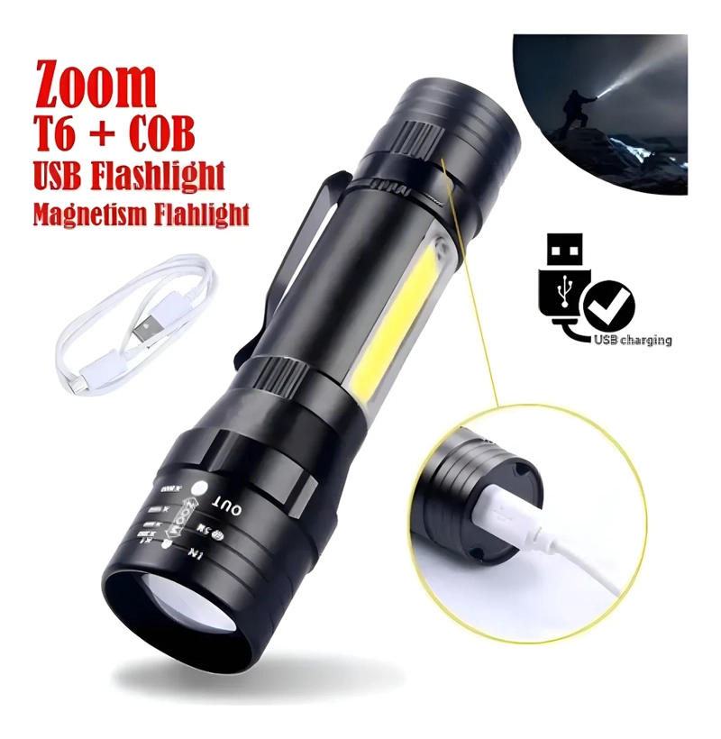 LINTERNA LED RECARGABLE MICRO USB LAMPARA LUZ COLOR DE LA LUZ BLANCO - 2