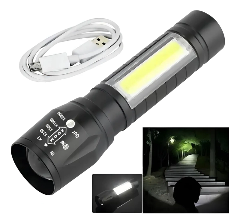 LINTERNA LED RECARGABLE MICRO USB LAMPARA LUZ COLOR DE LA LUZ BLANCO - 4