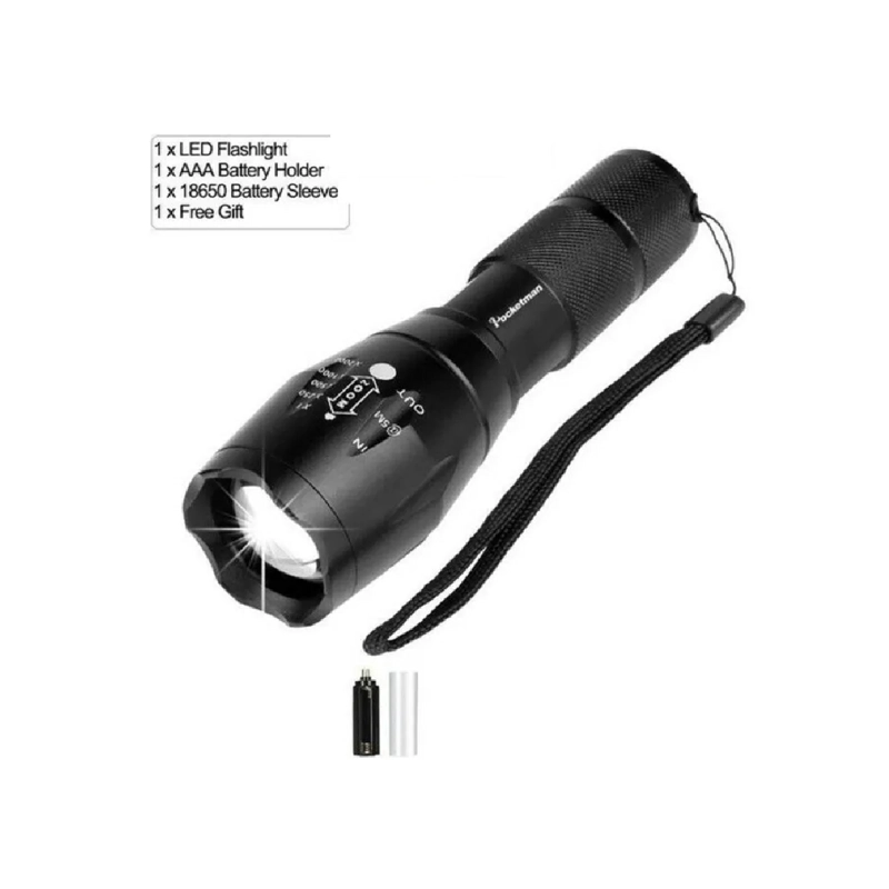 LINTERNA TACTICA RECARGABLE T6 6000 LM ZOOM COLOR DE LA LINTERNA NEGRO COLOR DE LA LUZ LED - 1