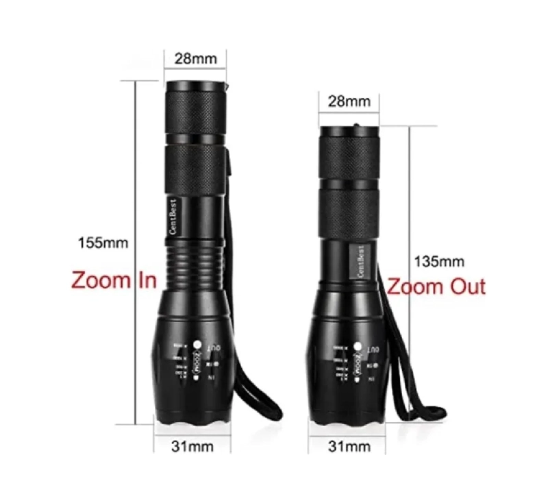 LINTERNA TACTICA RECARGABLE T6 6000 LM ZOOM COLOR DE LA LINTERNA NEGRO COLOR DE LA LUZ LED - 4